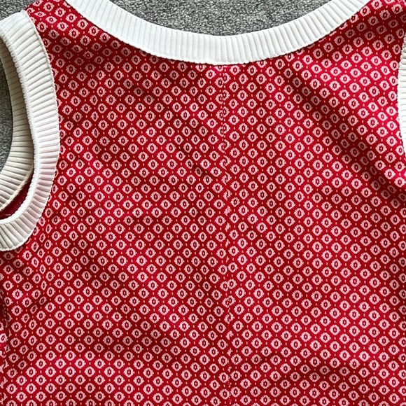 Vintage 1960’s Hoot Owl Red/White Mod Zip-Up Tunic - Picture 6 of 8